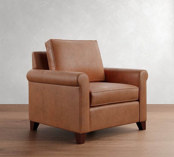 Cameron Roll Arm Leather Chair by Pottery Barn