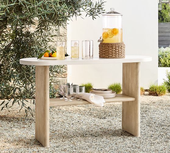 Cayman Concrete & Eucalyptus Outdoor Console Table (52