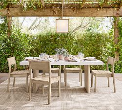 Cayman Concrete &amp; Eucalyptus Rectangular Outdoor Dining Table (73")
