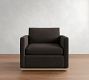 Jake Leather Seadrift Wood Base Swivel Chair