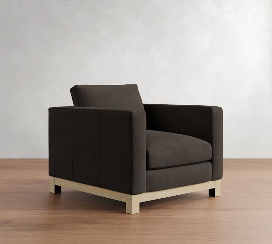 Jake Leather Seadrift Wood Base Chair by Pottery Barn