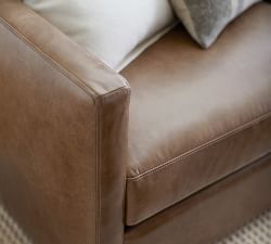 Pacifica Slim Arm Leather Chaise Sectional (100")