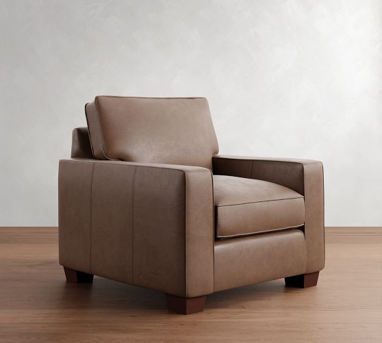 PB Comfort Square Arm Leather Chair by Pottery Barn
