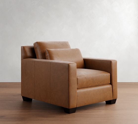 York Square Arm Deep Seat Leather Chair by Pottery Barn
