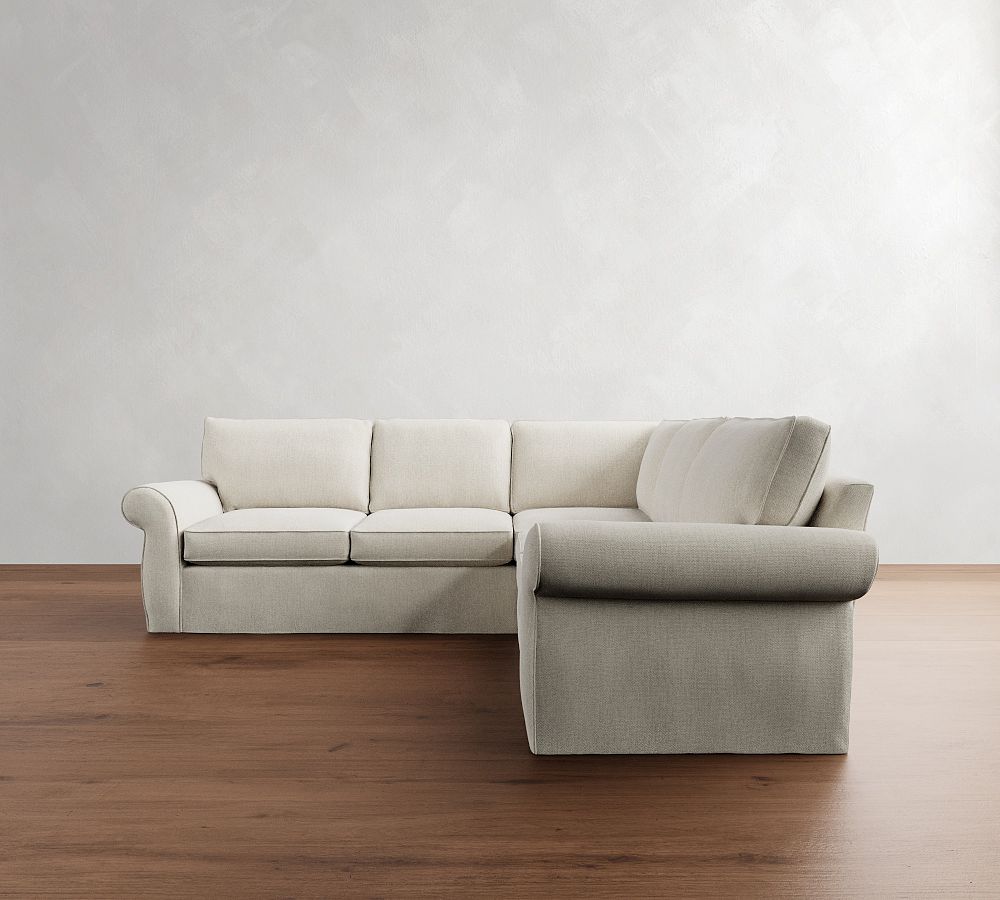 Pearce Roll Arm Slipcovered 4-Piece L-Shaped Sectional (114") by Pottery Barn