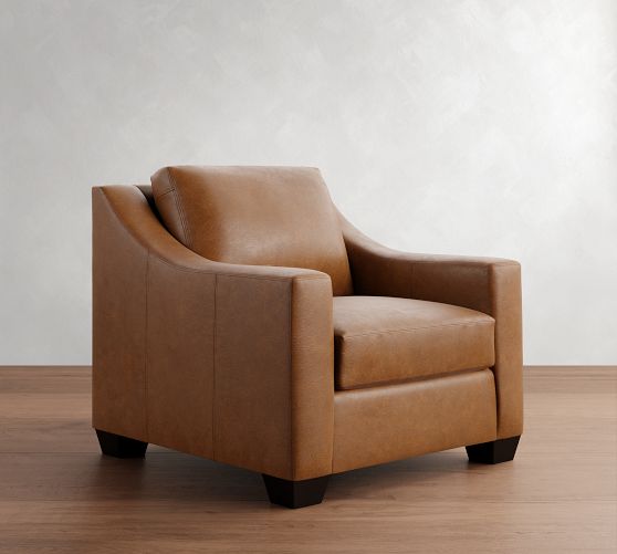 York Slope Arm Leather Chair by Pottery Barn