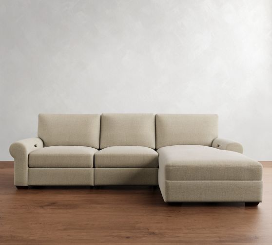Big Sur Roll Arm Power Reclining Chaise Sectional (116"-128") by Pottery Barn