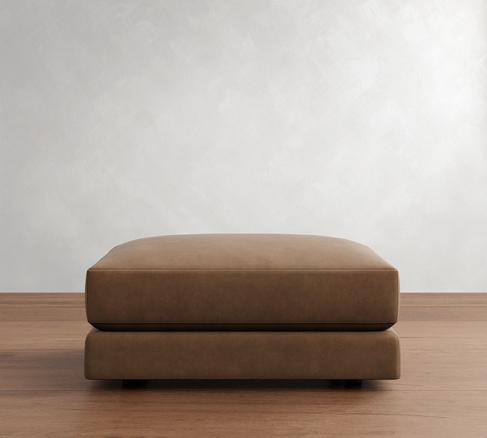 Carmel Lounge Leather Ottoman by Pottery Barn