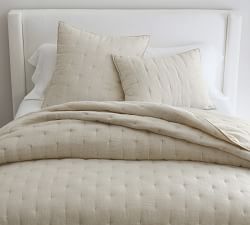 European Flax Linen Waffle Quilted Sham