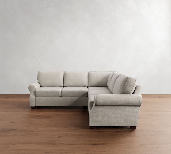 Fremont Roll Arm 3-Piece L-Shaped Sectional (96") by Pottery Barn