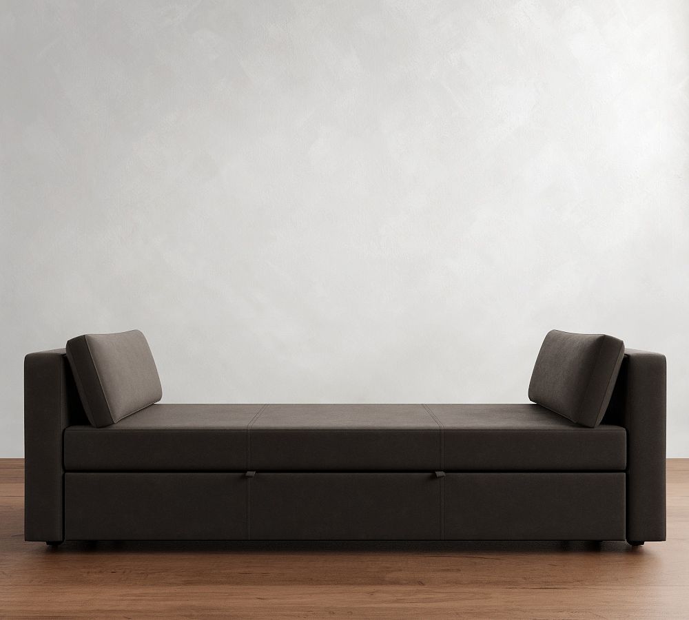 Jake Leather Trundle Daybed Sleeper (86") by Pottery Barn