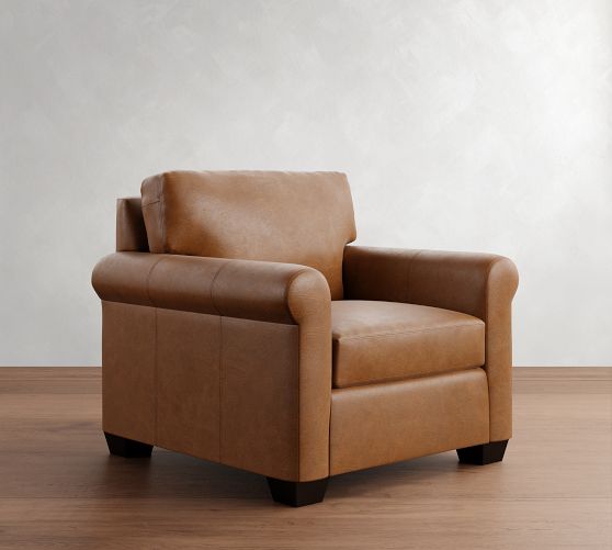 York Roll Arm Leather Chair by Pottery Barn