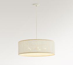 Bristol Wood Bead Drum Pendant (35")