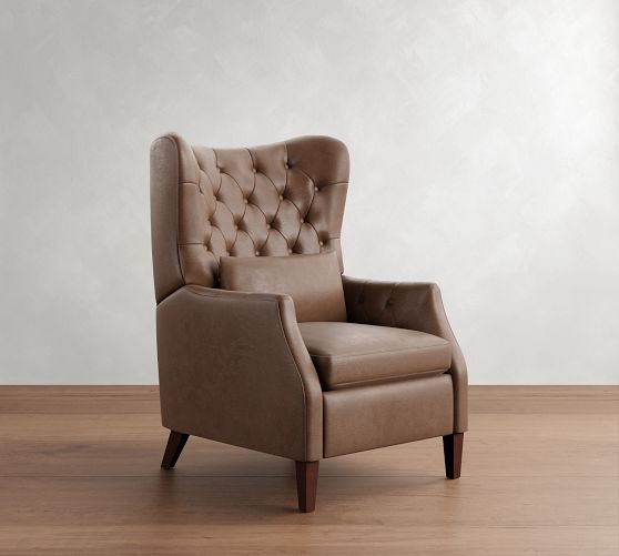 Champlain Tufted Square Arm Leather Recliner by Pottery Barn
