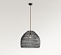 Flora Wicker Round Indoor/Outdoor Pendant (19"-22")