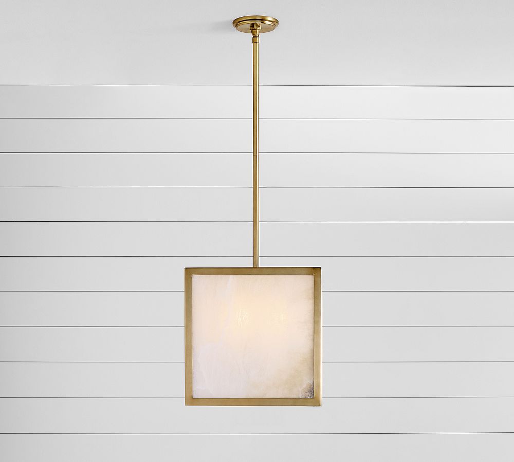 Manor Alabaster Square Indoor/Outdoor Pendant (14") by Pottery Barn