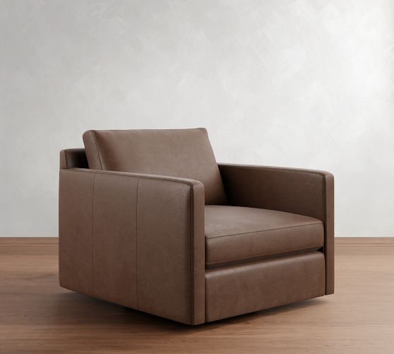 Pacifica Slim Arm Leather Swivel Chair by Pottery Barn