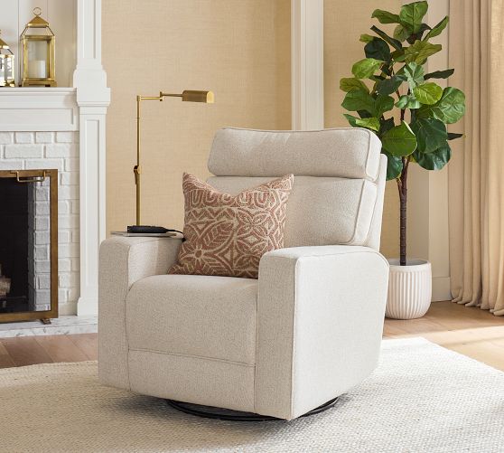 PB Comfort Square Arm Deluxe Power Swivel Glider Recliner with Massage and Heat by Pottery Barn