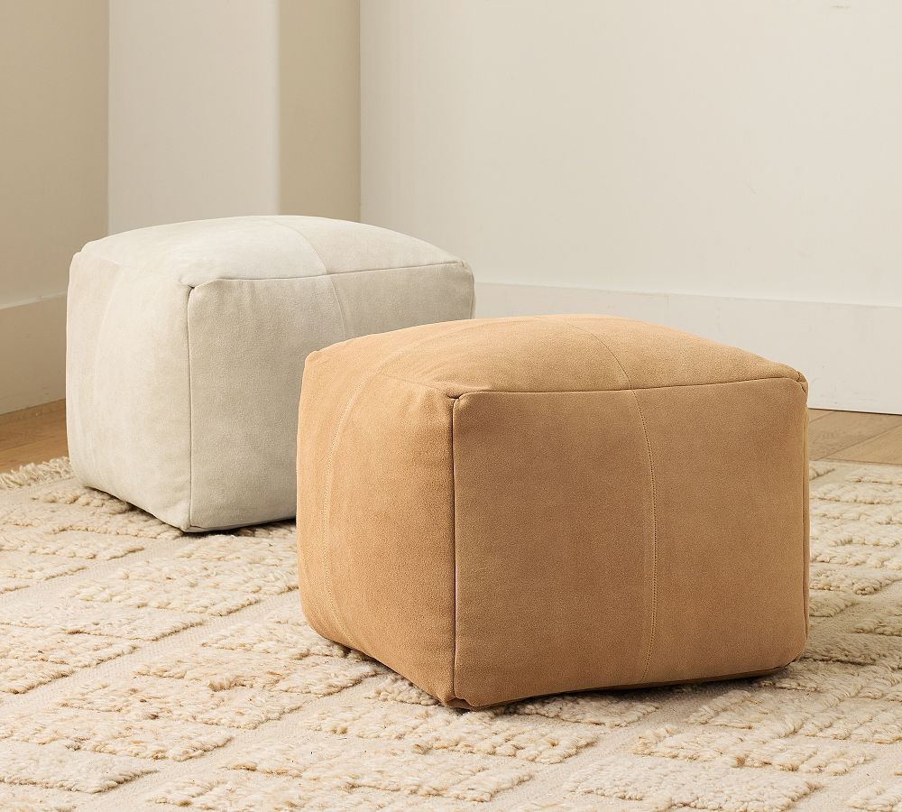 Pieced Suede Pouf by Pottery Barn