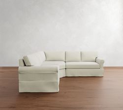 York Roll Arm Slipcovered 3-Piece L-Shaped Wedge Sectional (103")