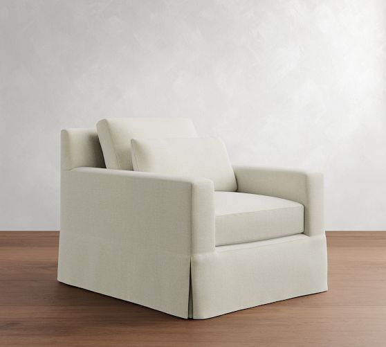 York Square Arm Deep Seat Slipcovered Chair by Pottery Barn