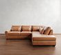 Big Sur Roll Arm Deep Seat Leather 3-Piece Bumper Sectional (122")