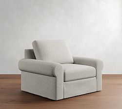 Big Sur Roll Arm Slipcovered Swivel Chair