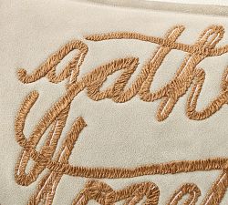 Gather Together Suede Embroidered Lumbar Pillow Cover