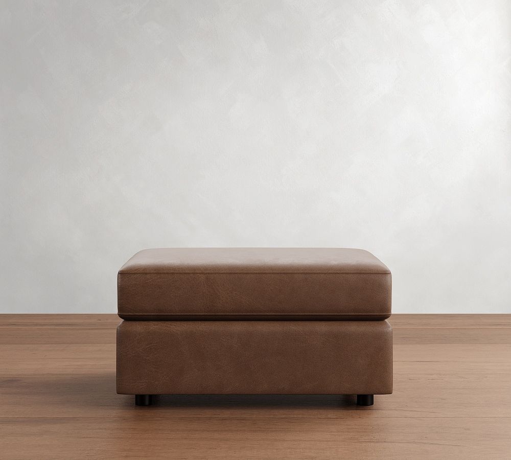 Pacifica Leather Ottoman by Pottery Barn