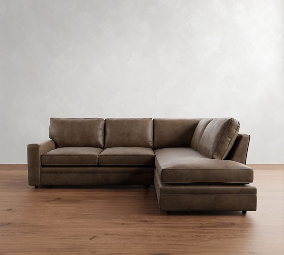 Pearce Square Arm Leather Return Bumper Sectional (112") by Pottery Barn