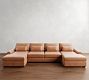 Big Sur Roll Arm Deep Seat Leather Double Chaise Sectional (146"&ndash;198")