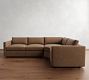 Carmel Slim Arm Leather 3-Piece Wedge Sectional (119")