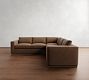 Carmel Wide Arm Leather Wood Base 3-Piece L-Shaped Sectional (113")