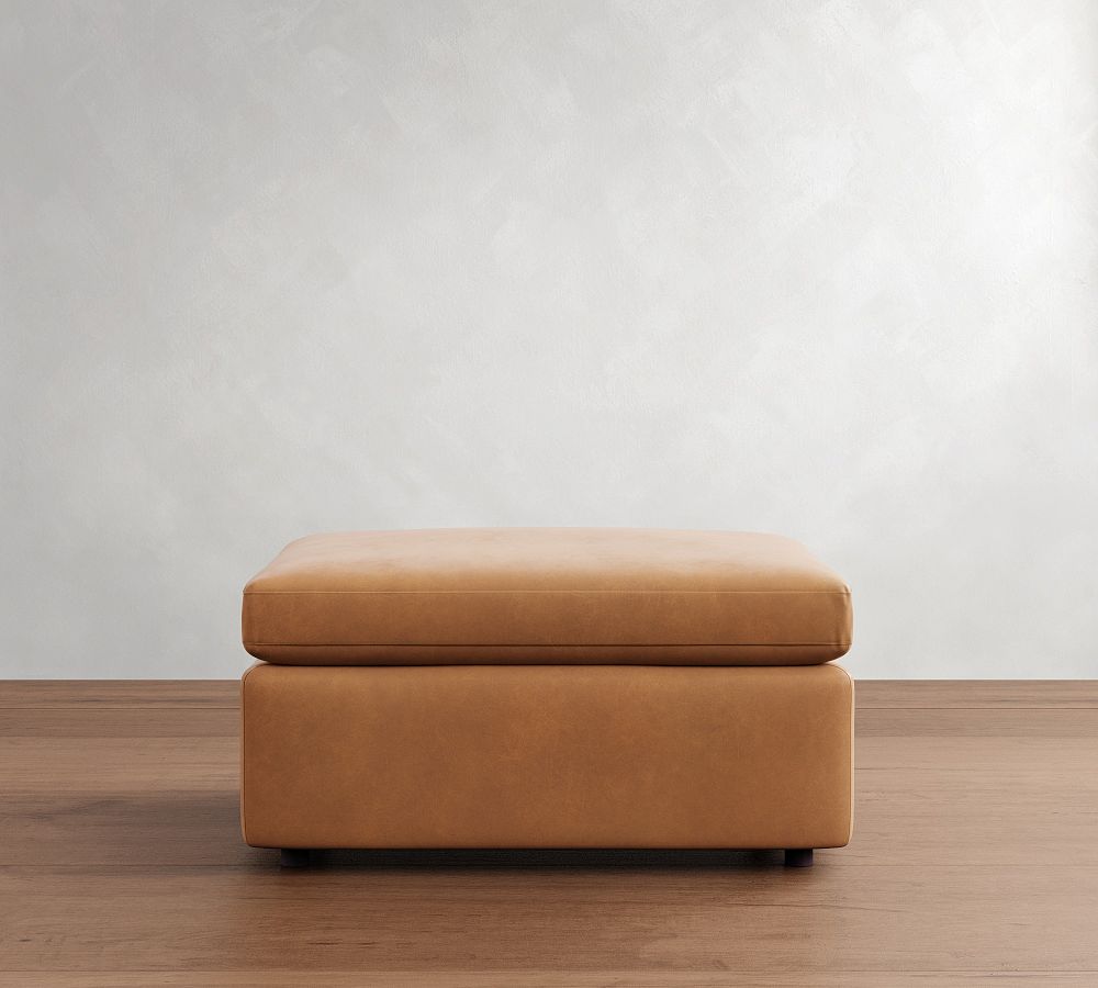 Dream Leather Ottoman by Pottery Barn