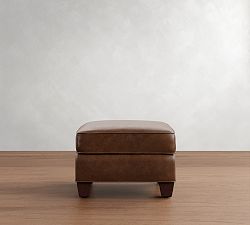 Open Box: Irving Leather Storage Ottoman without Nailheads - Statesville Molasses, Coffee