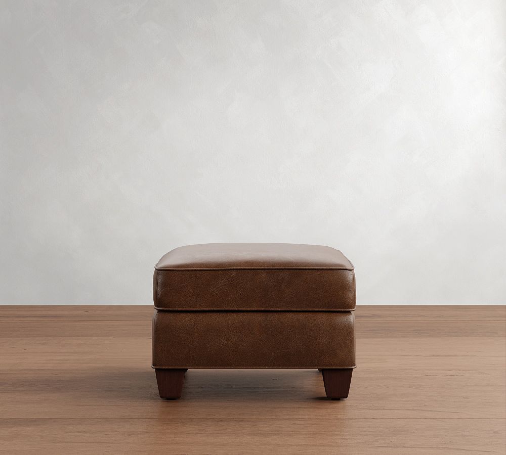 Irving Leather Storage Ottoman by Pottery Barn