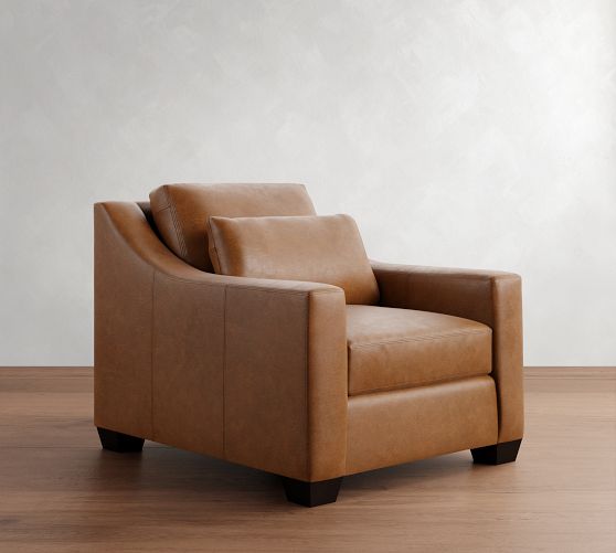 York Slope Arm Deep Seat Leather Chair by Pottery Barn