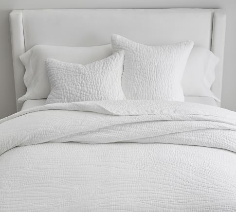 Belgian Flax Linen Handcrafted Quilt, White, Twin/Twin XL