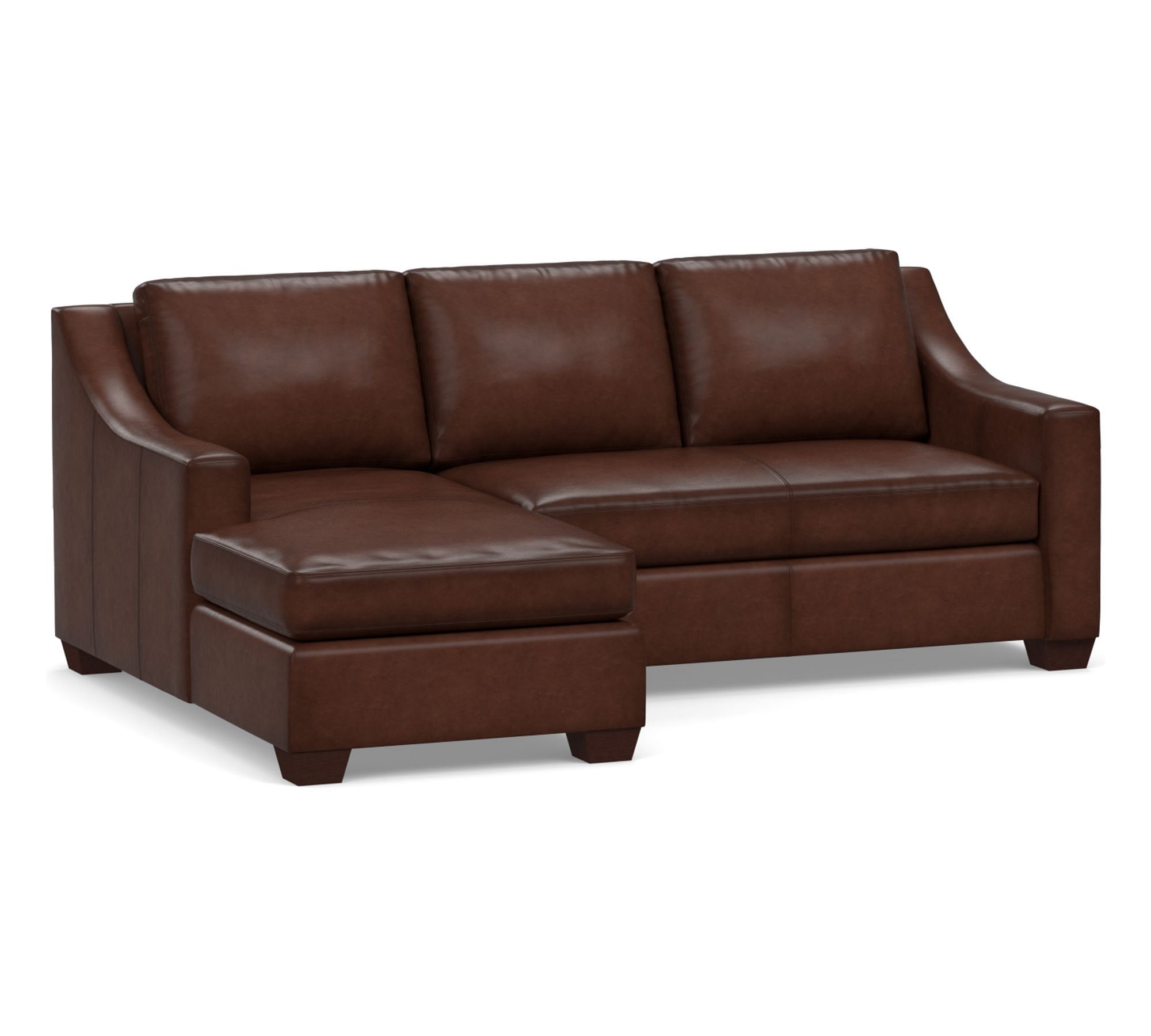York Slope Arm Leather Chaise Sectional (87"&ndash;117")