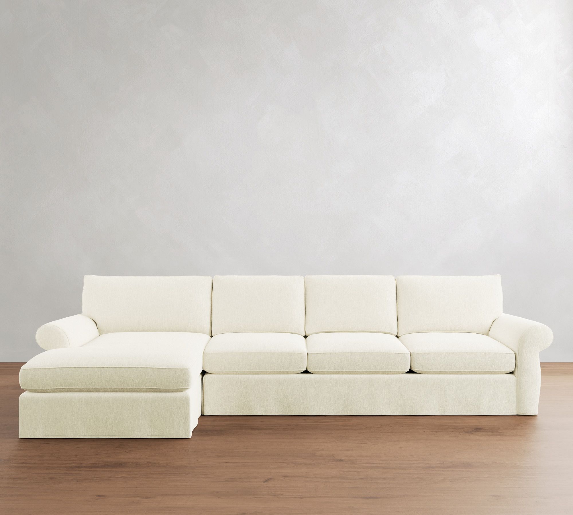 Pearce Roll Arm Deep Seat Slipcovered Chaise Sectional (110"&ndash;150")