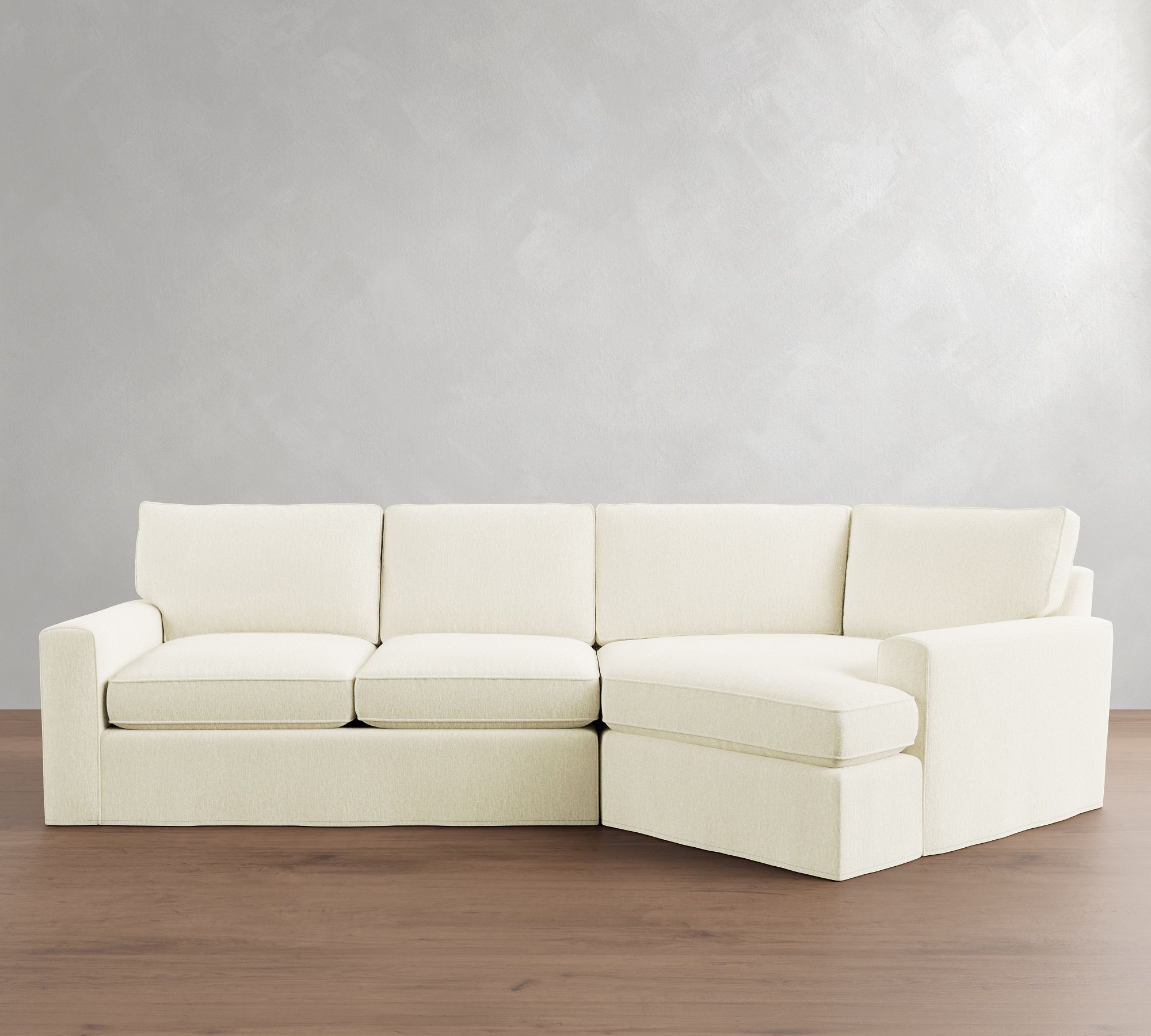 Pearce Square Arm Deep Seat Slipcovered Cuddle Chaise Sectional (137"&ndash;167")