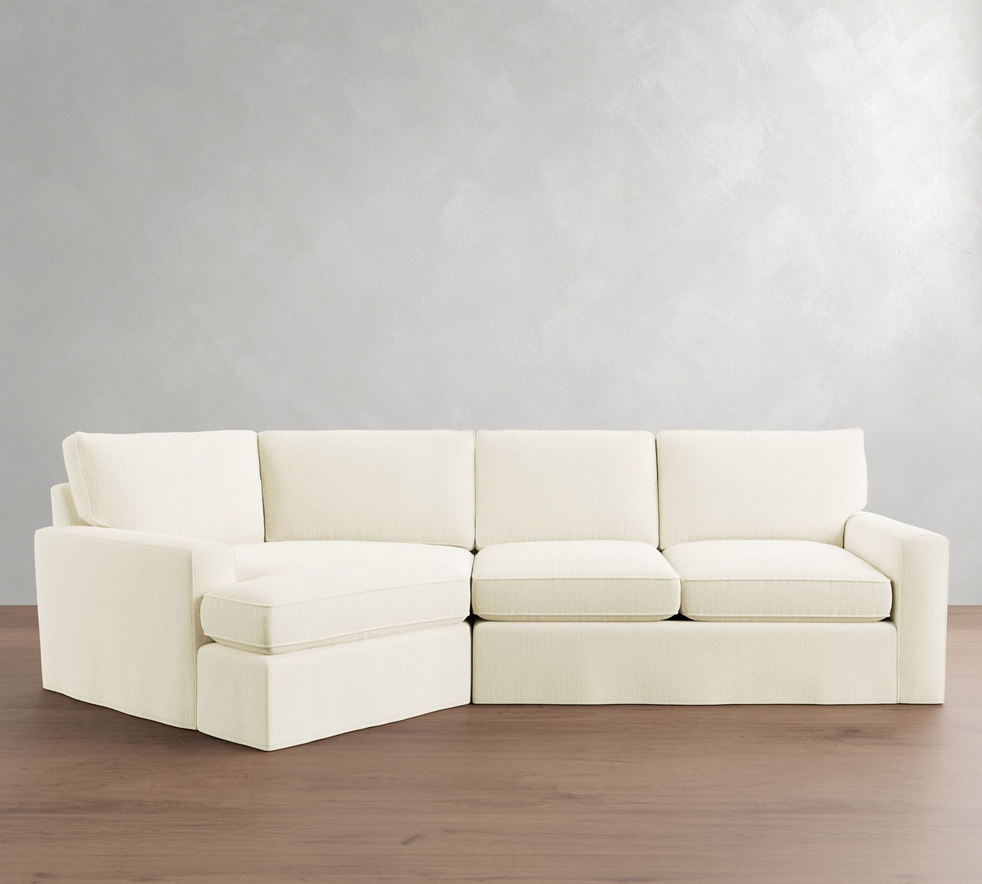 Pearce Square Arm Deep Seat Slipcovered Cuddle Chaise Sectional (137"&ndash;167") - thumbnail 3