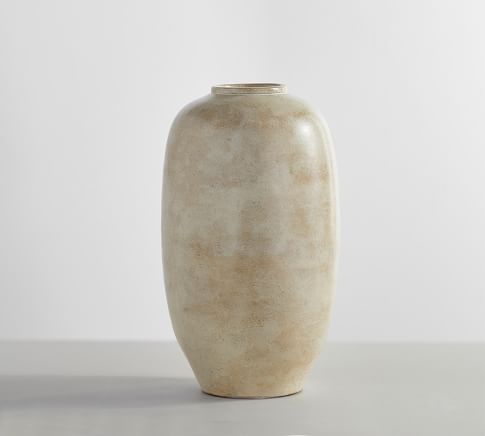 Artisan Handcrafted Terracotta Vase, Narrow, White