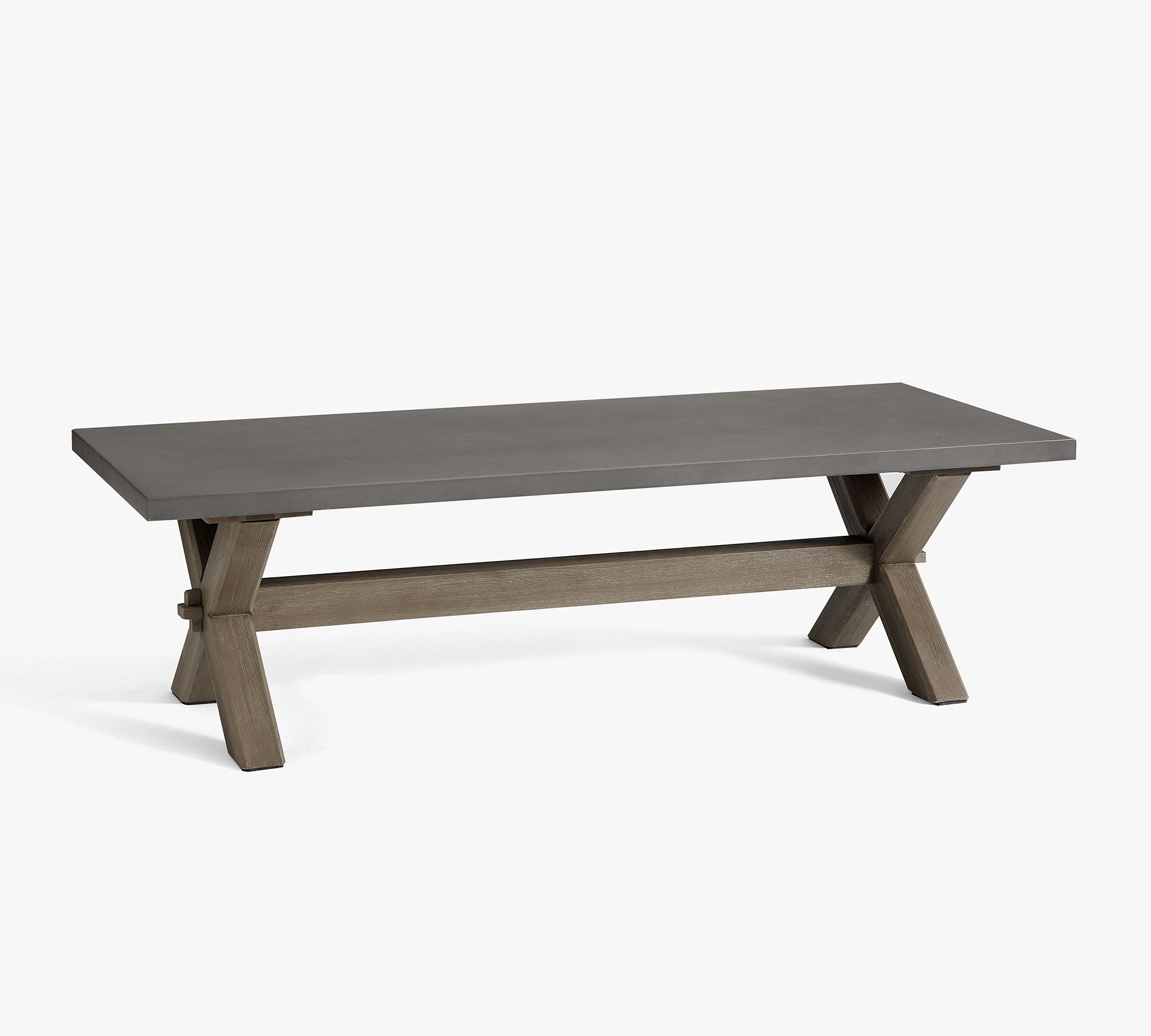 Abbott Concrete &amp; Acacia Rectangular Outdoor Coffee Table (50"-62") - thumbnail 3