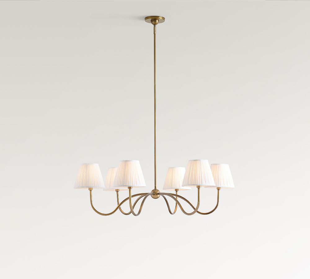 Baylor Round Pleated Shade Chandelier (38") - Tumbled Brass