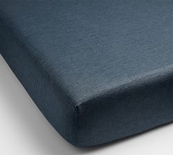 Open Box: Belgian Flax Linen Fitted Sheet, Twin/Twin XL - Denim