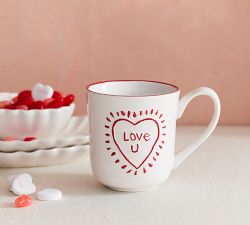 Love You Embossed Stoneware Mugs - Set of 4