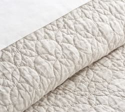 Belgian Flax Linen Geo Coverlet &amp; Shams - Flax