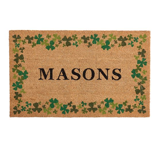 Personalized Four Leaf Clover Doormat