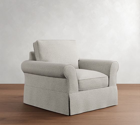 PB Comfort Roll Arm Slipcovered Swivel Chair by Pottery Barn